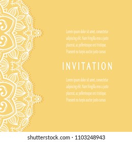 Invitation or Card templates set with lacy border, frame element. Decorative openwork filigree art, lace background for Wedding, Valentine's day greeting cards, Birthday Invitations