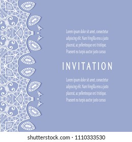 Invitation or Card templates set with lacy border, frame element. Decorative openwork filigree art, lace background for Wedding, Valentine's day greeting cards, Birthday Invitations