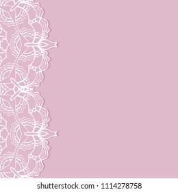 Invitation or Card templates set with lacy border, frame element. Decorative openwork filigree art, lace background for Wedding, Valentine's day greeting cards, Birthday Invitations