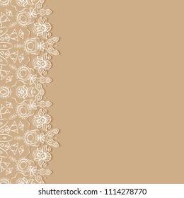 Invitation or Card templates set with lacy border, frame element. Decorative openwork filigree art, lace background for Wedding, Valentine's day greeting cards, Birthday Invitations