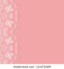 Invitation or Card templates set with lacy border, frame element. Decorative openwork filigree art, lace background for Wedding, Valentine's day greeting cards, Birthday Invitations