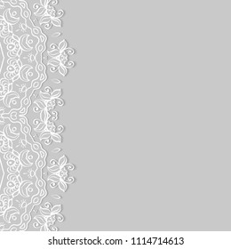 Invitation or Card templates set with lacy border, frame element. Decorative openwork filigree art, lace background for Wedding, Valentine's day greeting cards, Birthday Invitations