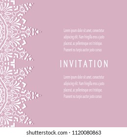 Invitation or Card templates set with lacy border, frame element. Decorative openwork filigree art, lace background for Wedding, Valentine's day greeting cards, Birthday Invitations