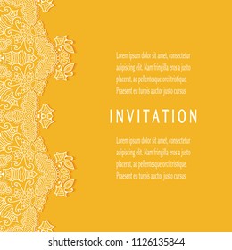 Invitation or Card templates set with lacy border, frame element. Decorative openwork filigree art, lace background for Wedding, Valentine's day greeting cards, Birthday Invitations