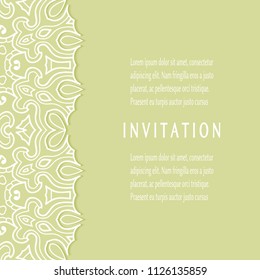 Invitation or Card templates set with lacy border, frame element. Decorative openwork filigree art, lace background for Wedding, Valentine's day greeting cards, Birthday Invitations