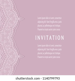 Invitation or Card templates set with lacy border, frame element. Decorative openwork filigree art, lace background for Wedding, Valentine's day greeting cards, Birthday Invitations