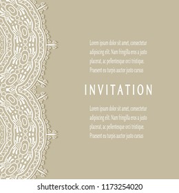 Invitation or Card templates set with lacy border, frame element. Decorative openwork filigree art, lace background for Wedding, Valentine's day greeting cards, Birthday Invitations