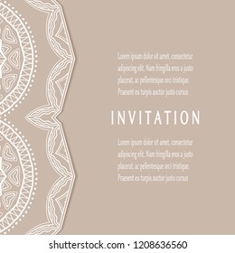 Invitation or Card templates set with lacy border, frame element. Decorative openwork filigree art, lace background for Wedding, Valentine's day greeting cards, Birthday Invitations