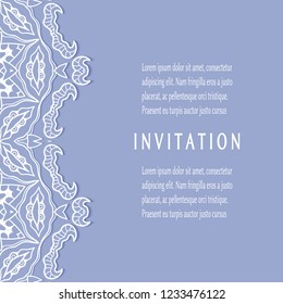 Invitation or Card templates set with lacy border, frame element. Decorative openwork filigree art, lace background for Wedding, Valentine's day greeting cards, Birthday Invitations