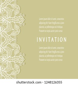 Invitation or Card templates set with lacy border, frame element. Decorative openwork filigree art, lace background for Wedding, Valentine's day greeting cards, Birthday Invitations
