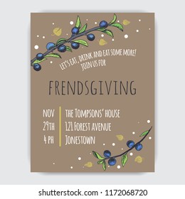 Invitation card for Thanksgiving dinner in the circle of friends.