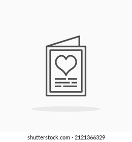 Invitation card valentine line icon. Editable stroke and pixel perfect. Can be used for digital product, presentation, print design and more.