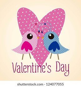 Invitation card for valentines day, with beautiful birds.