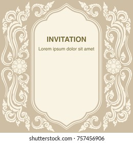 Invitation card vector background frame border design template and decoration gemstones in classic and vintage art style illustration EPS 10