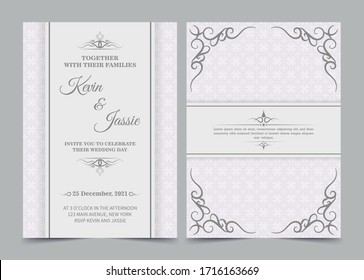 Invitation card vector design vintage style with white color	