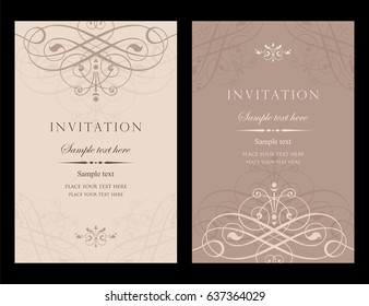 Sample Laser Cut Pearl Gold Shimmer Luxury Damask Wedding Invitation cards