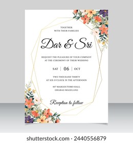 Invitation Card with Vector Floral Template. Illustrator and designer. Wedding Invites, save the date, Birthday Invites, Video Invites, E-Cards.