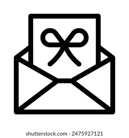 Invitation Card vector icon on white background. Envelope with ribbon.