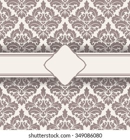 Invitation card. Vector ornate damask background.