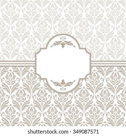 Invitation card. Vector ornate damask background.
