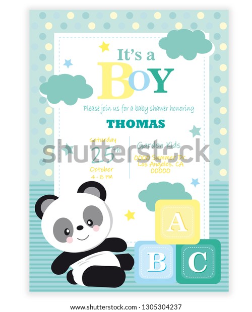 Invitation Card Vectorial Baby Panda Baby Stock Vector Royalty Free 1305304237