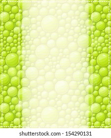 Invitation Card with Vertical White Place for Text on Green Bubble Pattern