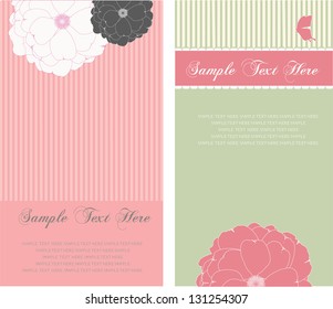 invitation card very romantic with flowers,in green and pink colors