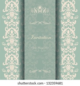 Tarjeta de invitación con patrones de amortiguador vintage eps10