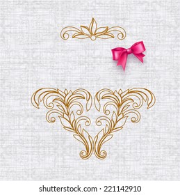 Invitation card with vintage elements and bow