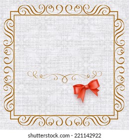 Invitation card with vintage elements and bow