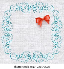 Invitation card with vintage elements and bow