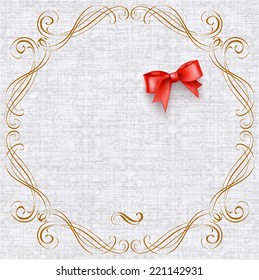 Invitation card with vintage elements and bow