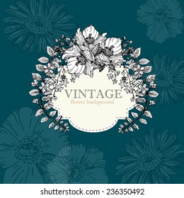  invitation card with vintage flowers