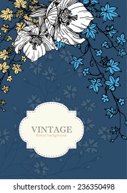  invitation card with vintage flowers