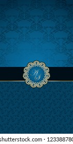 Invitation card with vintage frame on seamless wallpaper