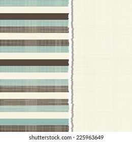 invitation card with vintage horizontal colorful stripes on texture background