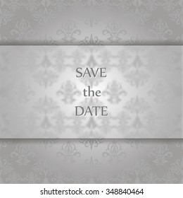 Invitation card with vintage ornament background. Antique greeting card.
