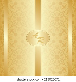 Invitation card. Vintage seamless background in gold      