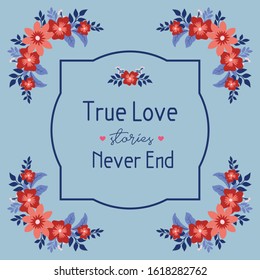 Invitation card wallpapers design for true love, with beautiful leaf and flower frame. Vector