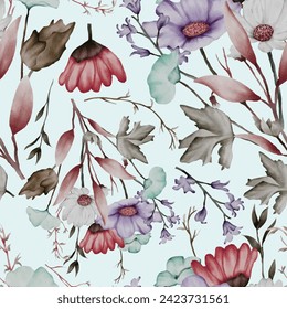 invitation card with watercolor grass flower design