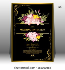 Invitation card or wedding card with floral pattern on background ,Contemporary vintage art, frame,motifs, elements. Vector decorative retro greeting card or invitation design. vector illustration.