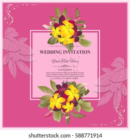 Invitation card or wedding card with floral pattern on background ,Contemporary vintage art, frame,motifs, elements. Vector decorative retro greeting card or invitation design. vector illustration.