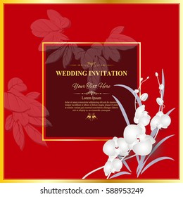 Invitation card or wedding card with floral pattern on background ,Contemporary vintage art, frame,motifs, elements. Vector decorative retro greeting card or invitation design. vector illustration.