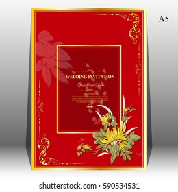 Invitation card or wedding card with floral pattern on background ,Contemporary vintage art, frame,motifs, elements. Vector decorative retro greeting card or invitation design. vector illustration.

