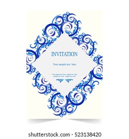 Invitation card, wedding card with ornamental on soft  background