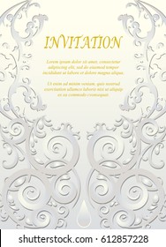 Invitation card, wedding card with ornamental on beige background