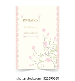Invitation card, wedding card with ornamental pink background