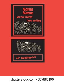 invitation card wedding set. Vector ornament