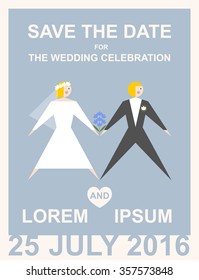 Invitation card to the wedding. Vector flat illustration.