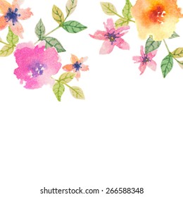 Invitation card for wedding with watercolor flowers
